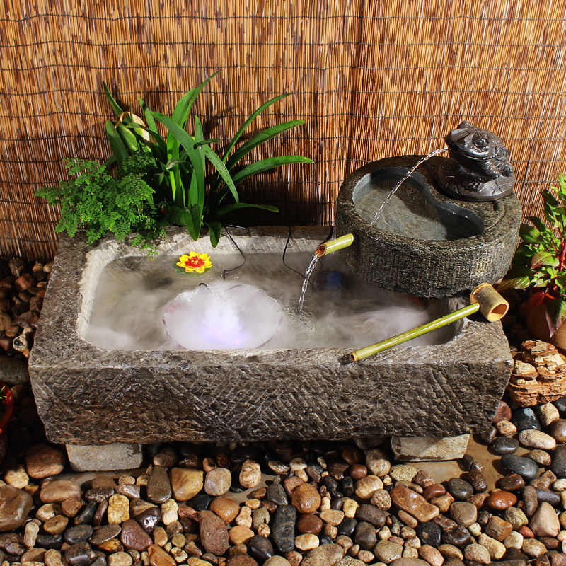 Old stone tank fish tank Qingstone groove fish pool old stone pot stone tank indoor and outdoor courtyard