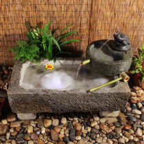 Old stone trough fish tank Bluestone manger fish pond Old stone flower pot Stone fish tank indoor and outdoor courtyard running water ornaments