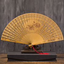 Yuelong Su fan sandalwood fan classical Chinese style folding fan craft fan gift fan antique sandalwood folding fan