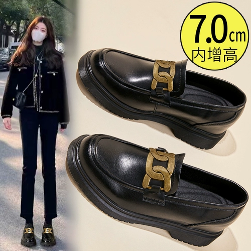 Высокая обувь для кожаной обуви в английском стиле, металлические лоферы, туфли на платформе, в британском стиле, из натуральной кожи, подходит для подростков