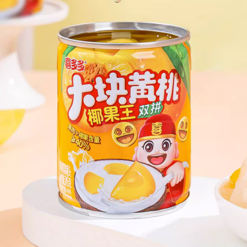 喜多多黄桃椰果双拼什锦水果罐头245g*6罐