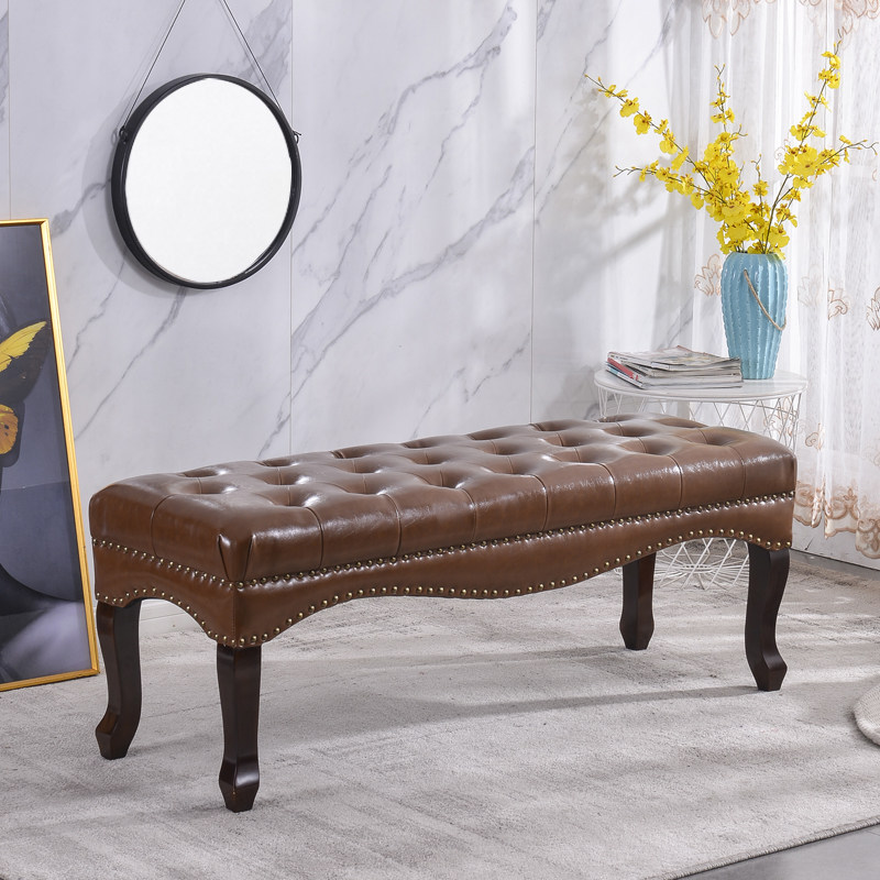 American light luxury bed end stool log home bedroom sofa stool entry door stool designer bench solid wood shoe changing stool