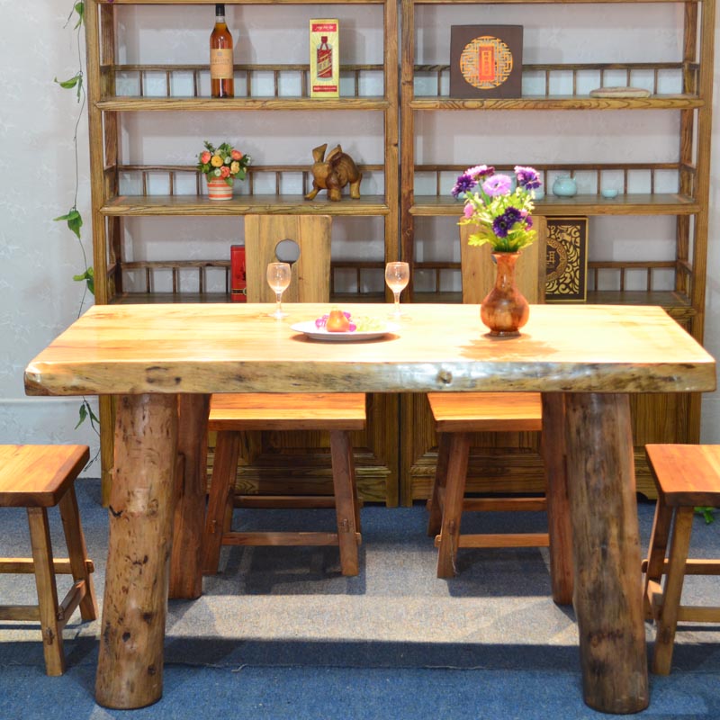 Log Furniture Solid Wood Dining Table And Chairs Elm Wood Original Eco Manufacturer Direct Marketing Simple Personality Dining Table Rectangular Dining Table