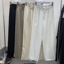 JUICE19606 Korean version of Lean Broadlegged Western Dress Pants Woman Spring High Waist Pituality Casual Tug Straight Barrel Long Pants