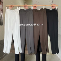 JUICE8011 Front Open Fork Straight Drum Pituitary Pants Slim Fit Pants Children High Waisted Pants Slim Fit Broadlegged Pants Slim Fit Pants Slim Fit