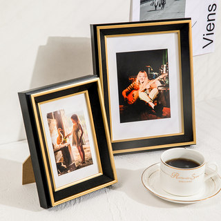 American-Style Light Luxury Black Gold Photo Frame Display Stand with a High-End Feel, 6, 7, 8, 10, 12 Inch Children's Photo Album, Photo Printing Frame, Wall Hanging