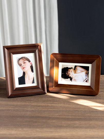 American-Style Vintage Photo Frame Empty Frame Display Stand 6inch Solid Wood Picture Frame for Mounting and Displaying, Photo Printing, Album Frame, Wall Hanging