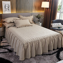 Full cotton color weave washed cotton bed dress pure color clip cotton bed cover thickened bed cover protective sleeve 1 5 1 8 2 0 m