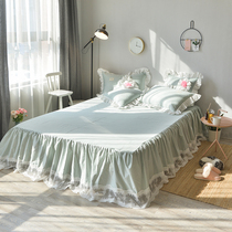 Full Cotton Pure Color Bed Dress Embroidered Lace Lace Bedcover Optional Four Pieces Of Kit Cotton Quilts Quilts 2020 New Products