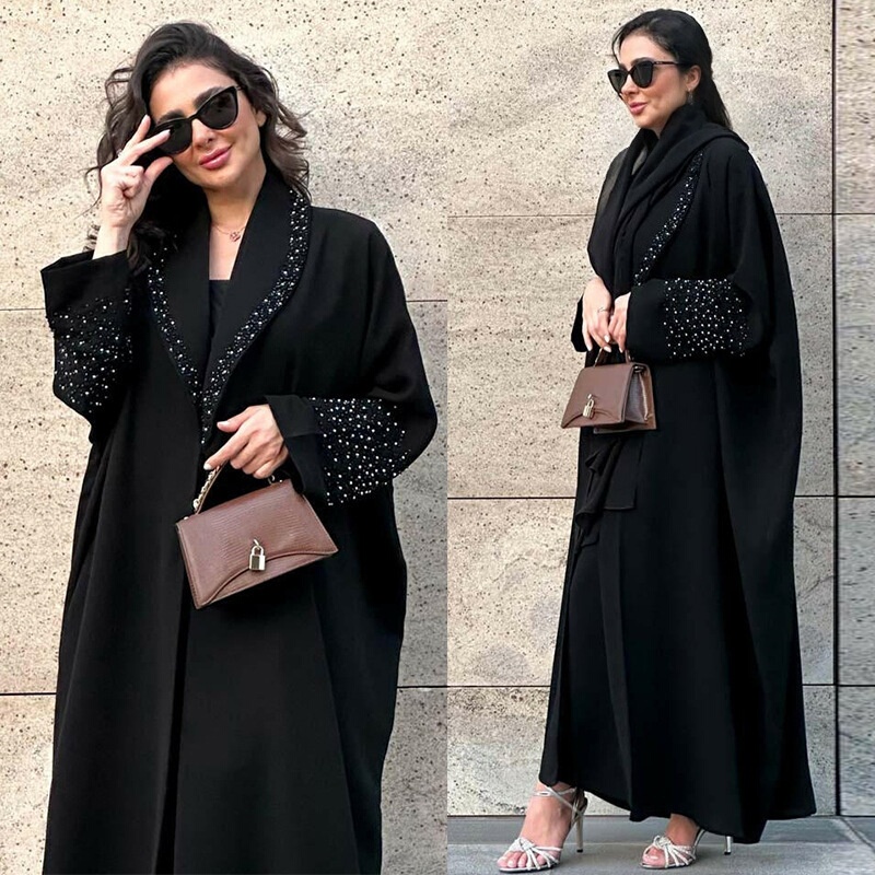 New Heavy-Duty Rhinestone-Embellished Abaya Cardigan Robe for Women Middle East Dubai Robe Woman