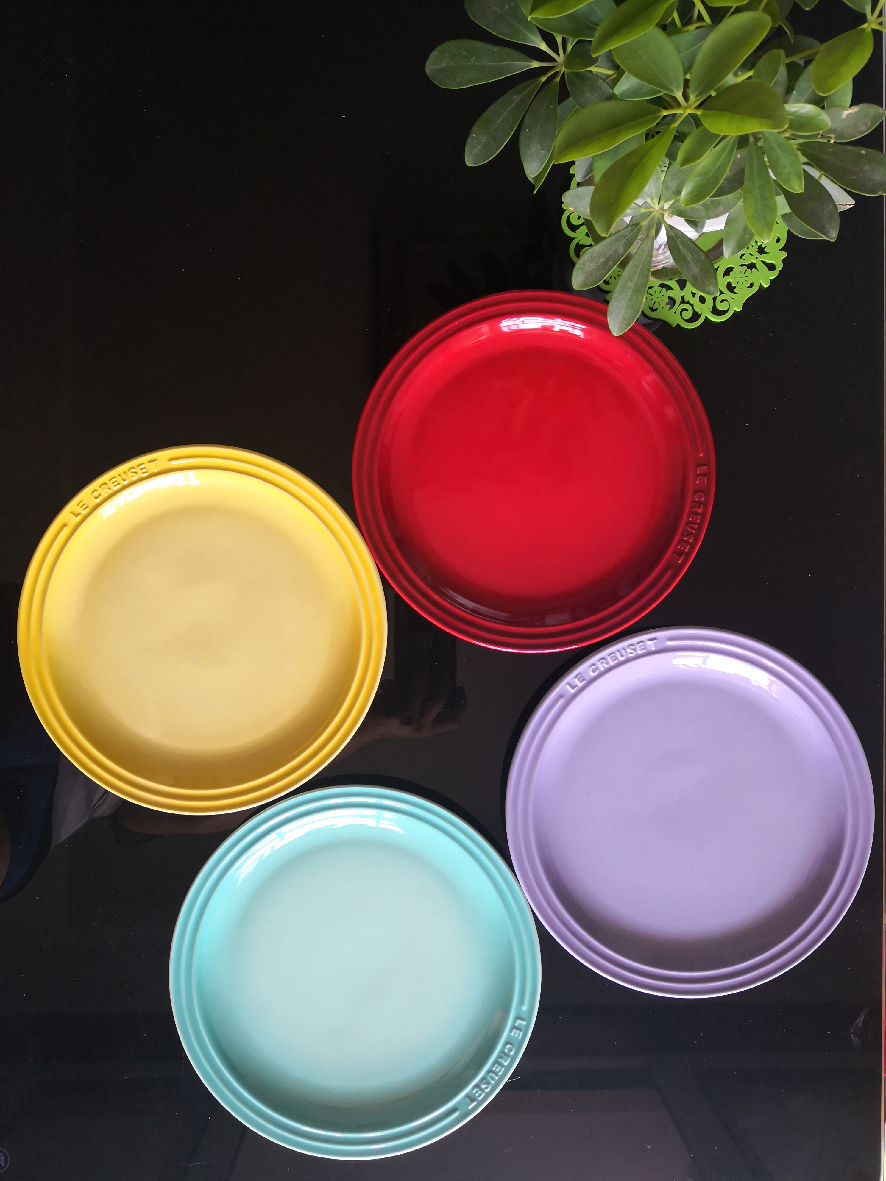 (France) Le Creuset cool color stoneware porcelain cooking round plate household fruit tableware fish plate dish 23cm