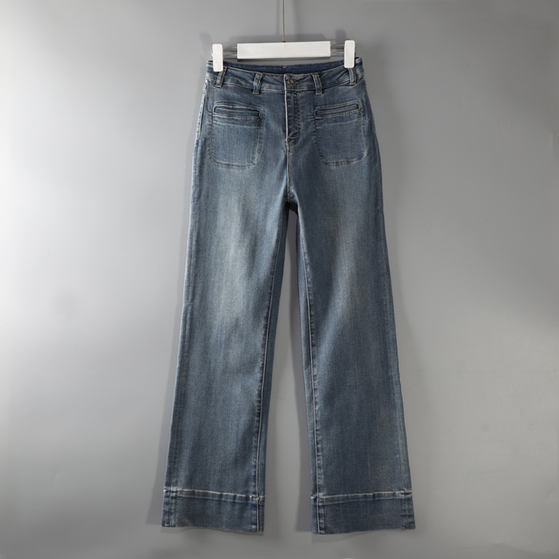 Domestic Single Order ~ Women's Autumn Clothing, Retro Pocket Decoration, High-Waisted, Slimming, Women's Straight-Leg Denim Long Pants Domestic Single Order ~ Women's Autumn Clothing, Retro Pocket Decoration, High-Waisted, Slimming, Women's Straight-Leg Denim Long Pants
