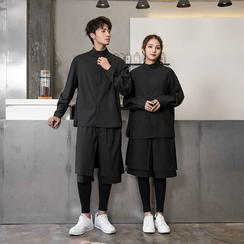 Ассистент парикмахерской, а помощник парикмахерской, магазин, магазин, горячий, окрашивание красителя, батончик рабочего сервиса, официант, установленные с длинным рукавом осенний прилив