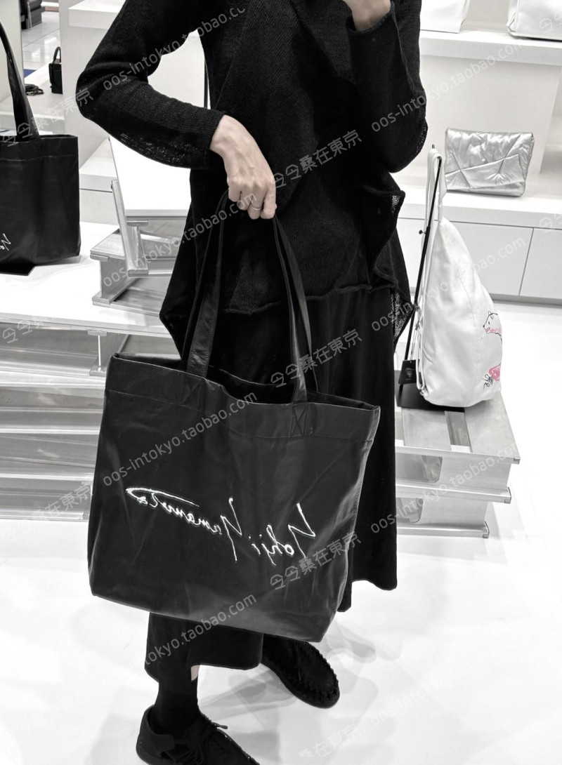 Сумка 定番！日本代购 yohjiyamamoto discord 牛皮签名logo 手拎单肩包