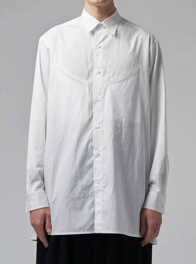 !Японский закупочный агент Yohji Yamamoto мужской 23AW хлопковая рубашка с карманом длинный рукав, мужской