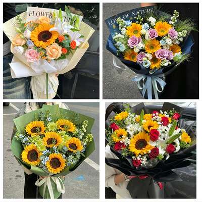 Send a bouquet of sunflowers and roses for the coming-of-age ceremony and college entrance examination to the same-city flower shop in Changling County, Gan 'an County and Fuyu City, Songyuan City