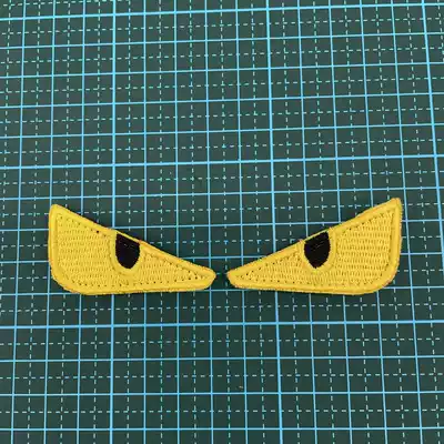 Gold eyes full embroidery velcro chapter left and right eyes a pair of small devil eyes armband stickers personalized backpack stickers
