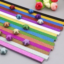 Flash diamond glitter pink star origami lucky five-pointed star wishing bottle paper slips glitter color hand-folded star strip