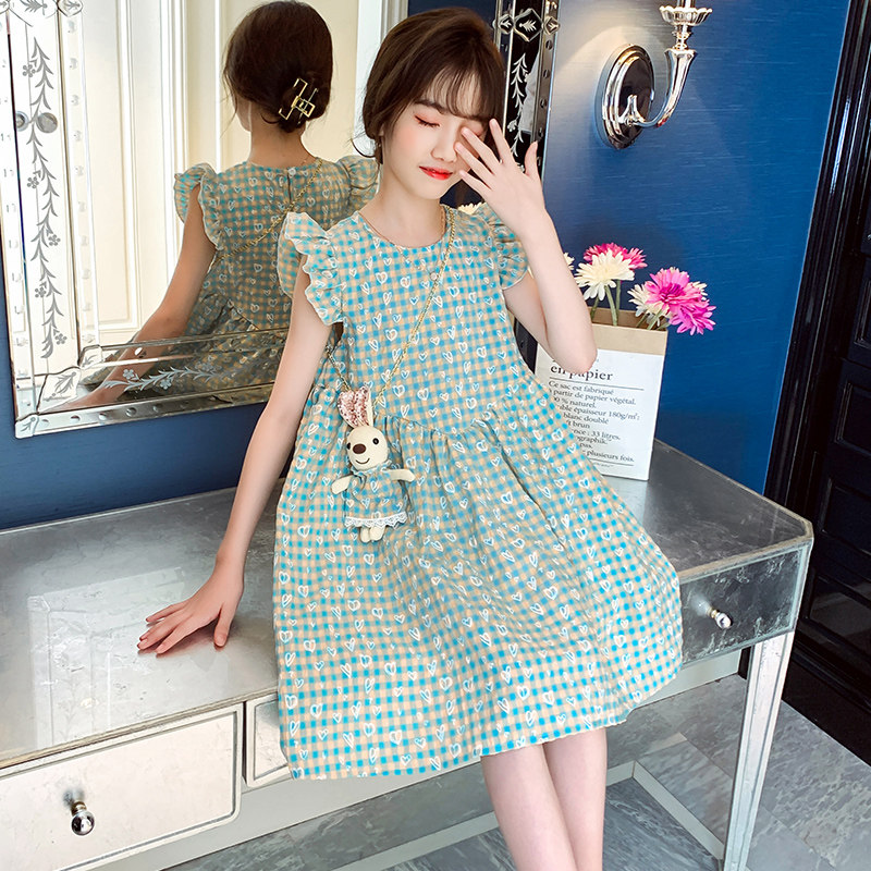 Girl Foreign Dress Summer Dress Slim Fit 2022 New Foreign Pie Dresses Princess Dresses Children Summer Girls Cotton Linen Dress