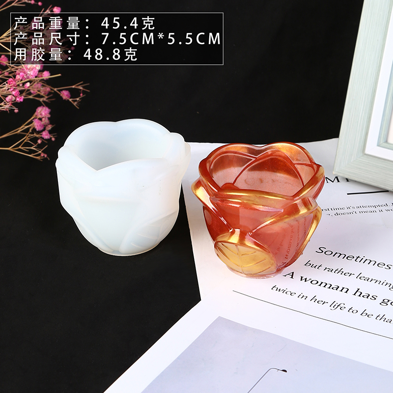 Green & Small Rose MoldDoh-Dough  Handicraft workshop Hexagons storage box Crystal Glue  mould Mirror manual Swing table Plum blossom love square circular