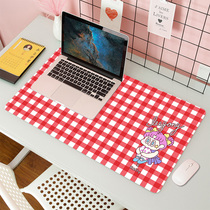 South Koreas new little girl plaid mouse pad Pink cute girl large desk pad desk custom rubber pad