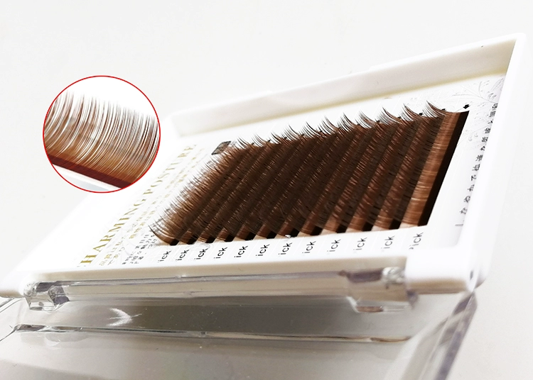 Ghép lông mi Màu caramel 0,05 Camellia Dark Coffee Brown Tính cách thời trang Trồng hoa Lông mi giả - Lông mi giả keo dán mi vacosi