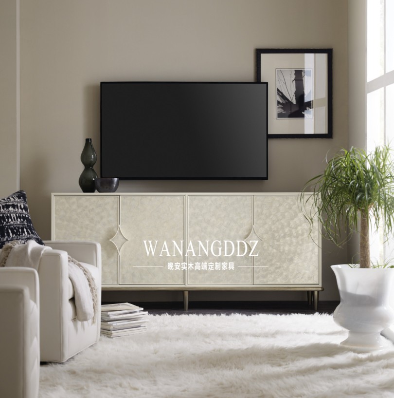 Light luxury neo-classical solid wood TV cabinet post-modern living room porch cabinet video cabinet American sideboard model room