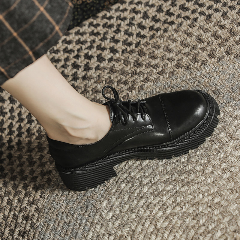 Thick-soled small leather shoes women's British style 2021 summer new American leather loafers Japanese jk dwarf music shoes