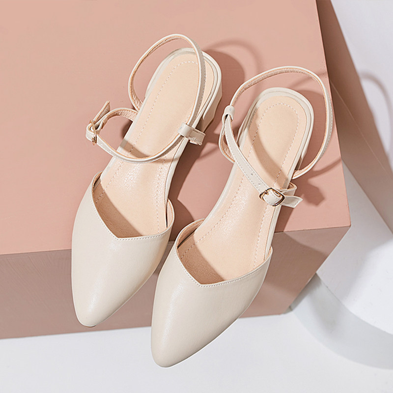 Baotou sandals women's 2021 summer new Korean version all-match thick heel shoes net red pointed fairy wind evening shoes women