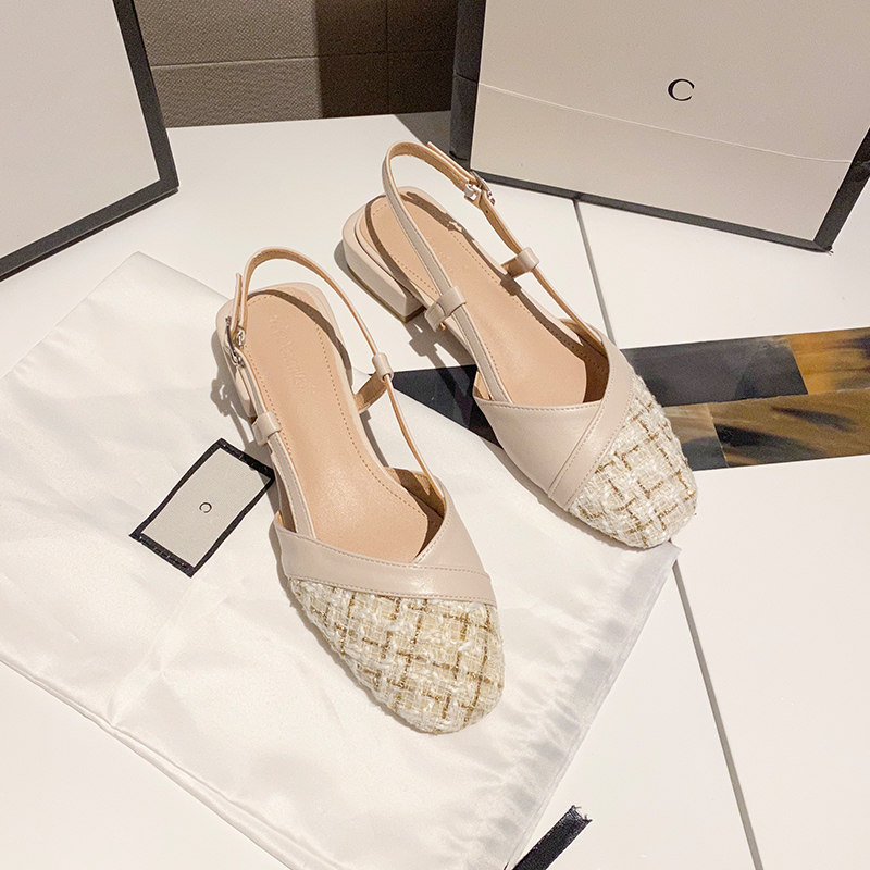 Baotou sandals female 2021 new summer fairy style flat shoes fashion all-match net red back empty word belt shoes