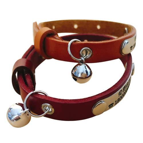 Защитный регулируемый кожаный чокер, колокольчик, кот, домашний питомец