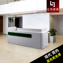 Office Furniture Company Roast Lacquer Front Office Modern Fashion 2 4 m Reception Desk Service Desk Collection Silver Table Manufacturer Customized