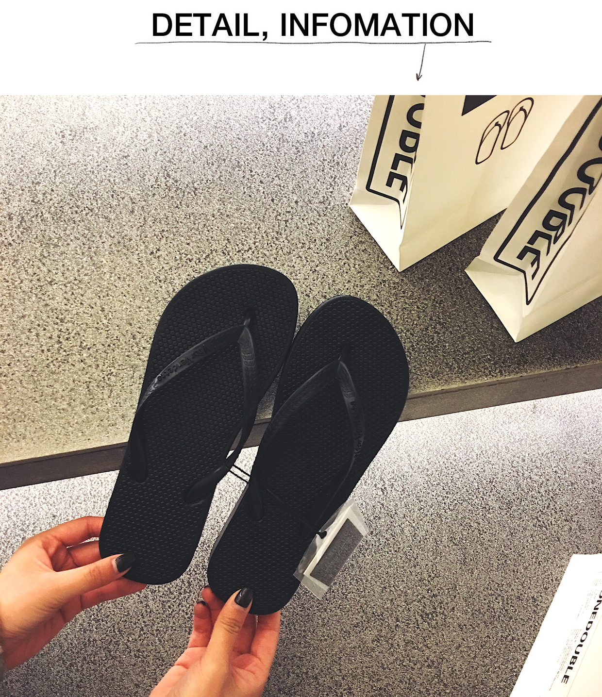 New onedouble đen flip-flops nữ pinch chân dép đi trong nhà phụ nữ mùa hè mặc non-slip đáy phẳng với giày bãi biển