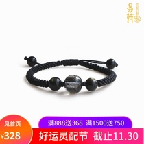 Yimin (dry Luodo hand rope) natural black hair Crystal obsidian handmade foot rope bracelet bracelet bracelet original design