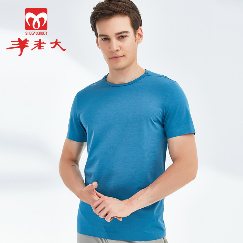 Sheep boss short-sleeved men's T-shirt 2021 summer thin tide brand trend high-end slim sports round neck top 211NT09