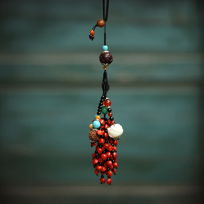 High-end car pendant Acacia bean blood Bodhizi rear mirror lotus pendant car interior accessories men and women safety pendant