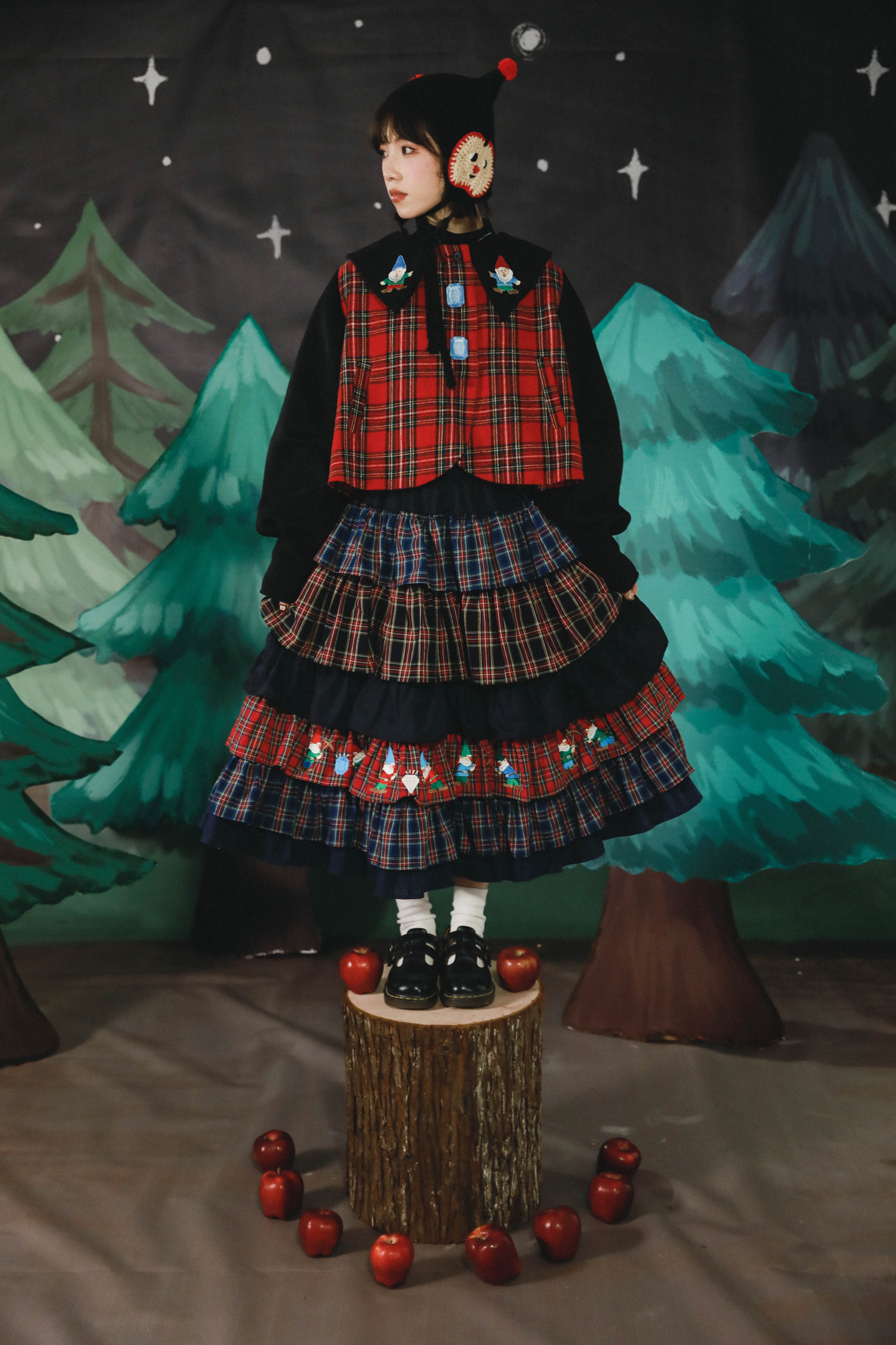 牛稠島 森の秘密 クリスマスチェック柄パッチワーク ドワーフの宝石