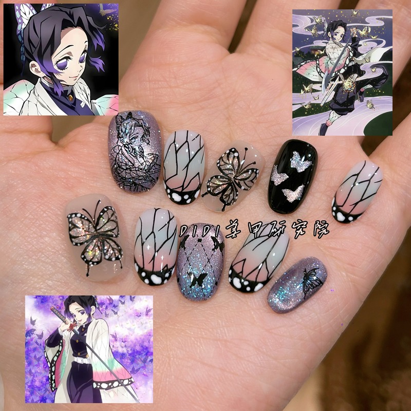 Demon Slayer: Kimetsu No Yaiba, Rengoku Kyoujurou, Short Nail Art for Women, Anime, Purple, Cosplay, Handmade Nail Art Demon Slayer: Kimetsu No Yaiba, Rengoku Kyoujurou, Short Nail Art for Women, Anime, Purple, Cosplay, Handmade Nail Art