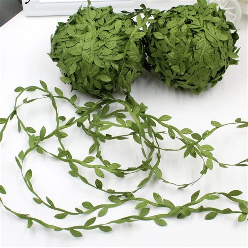 10yards Silk Leaf-Shaped Handmake of Artificial Green Leaves