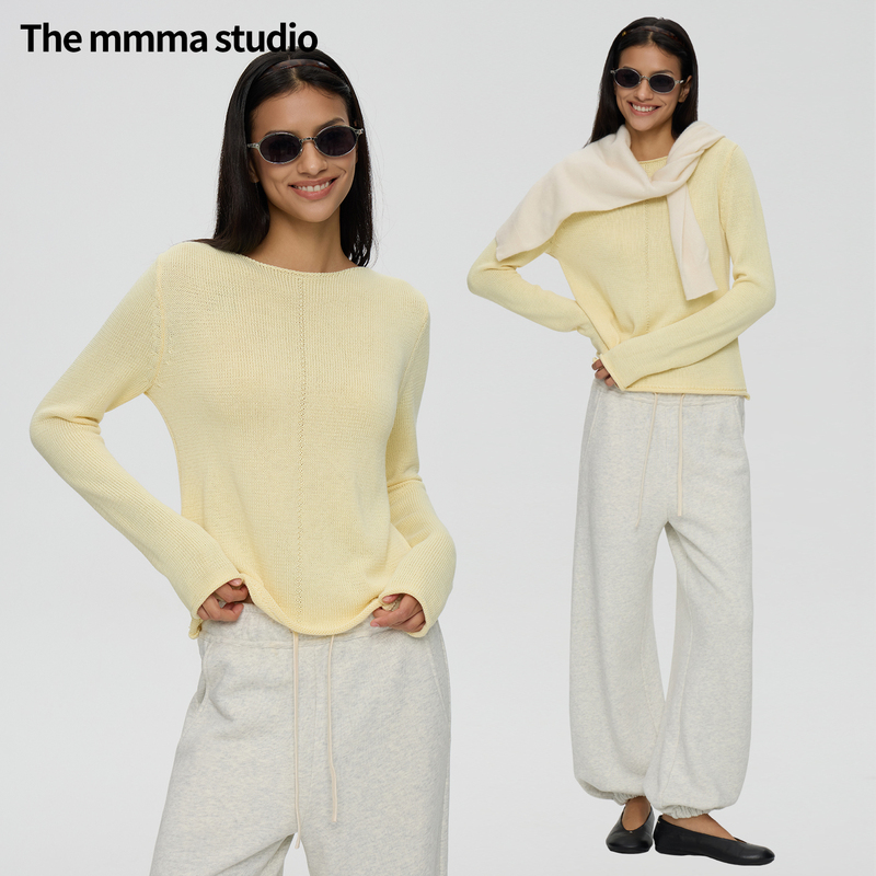 The Mmma* Classic Regular Shoulder Old Money Wool Blend Rolled Edge Knit Sweater The Mmma* Classic Regular Shoulder Old Money Wool Blend Rolled Edge Knit Sweater