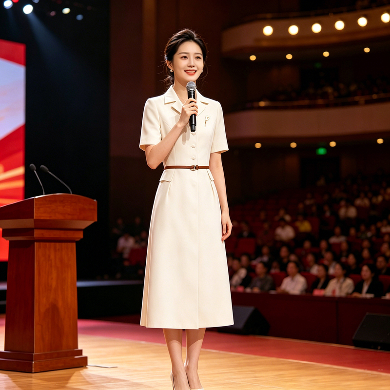 Formal Occasion Interview Suit Dress for Female Teachers, Professional Long-Style Dress for Speech Competition Host, Recitation, and Art Exam Attire Formal Occasion Interview Suit Dress for Female Teachers, Professional Long-Style Dress for Speech Competition Host, Recitation, and Art Exam Attire