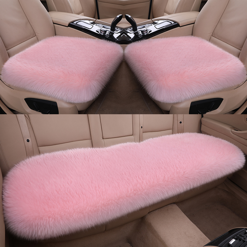 Car seat cushion winter plush single-piece backrest car interior wool pad three-piece warm seat cushion thickened car cushion