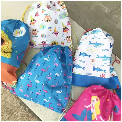 Girl heart flooding all over the ground pattern is childlike heart unfinished drawstring back bag bag 912