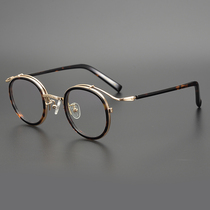 Japanese designer round glasses frame of vintage plate carving in gold hand - crafted glasses frame for men and women