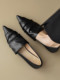 Simple and cold style wrinkled cowhide grandma shoes 2025 spring low heel inside and outside full genuine leather pointed toe mid-mouth single shoes for women