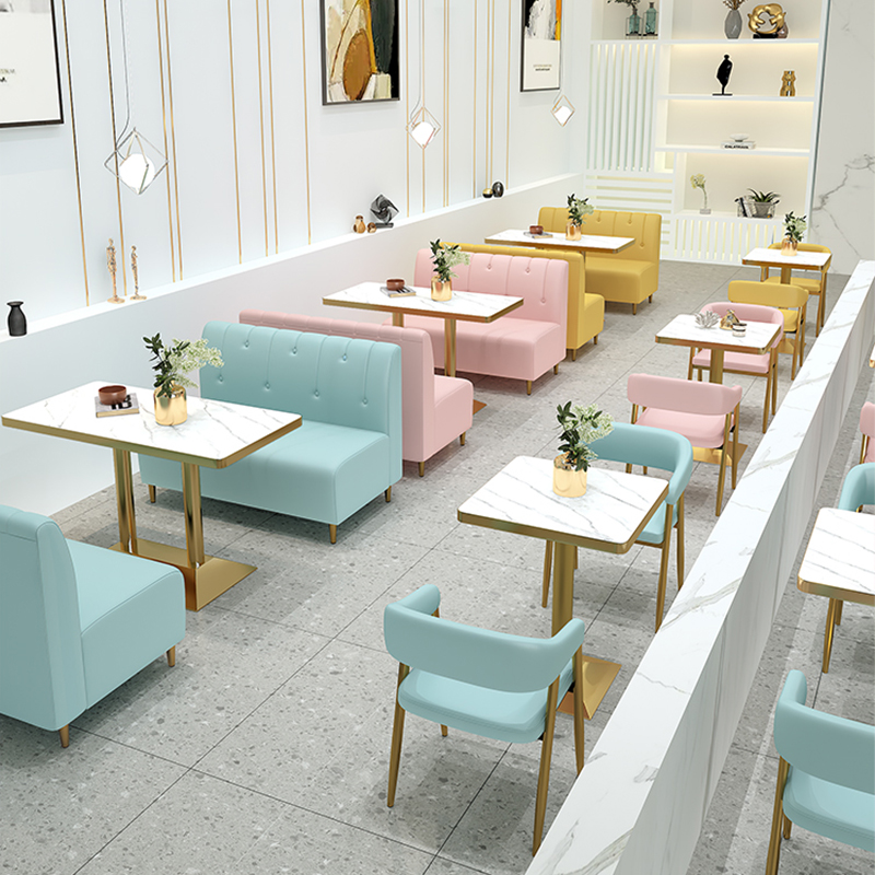 Milk Tea Shop Table And Chairs Combined Coffee Hall Sofa Snack Sweets Catering Burger Fast Food Egg Pastry Table And Chairs