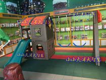 Brand children plastic game house kindergarten toy Small House nature forest wooden house slide swing combination