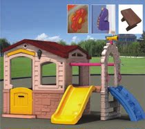 Kindergarten happy cottage slide plastic game house forest wooden house children toy house slide game house combination