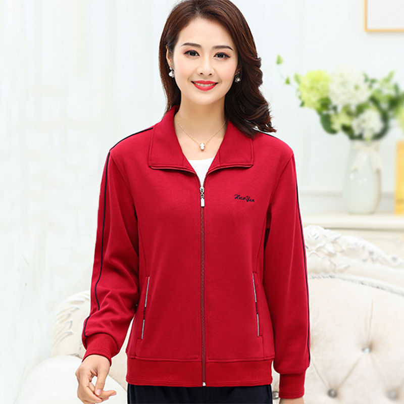 New Spring and Autumn Casual Sports Tops, Women's Jackets, Loose Jackets for Middle-Aged and Elderly Women, Stylish Large-Size Sportswear