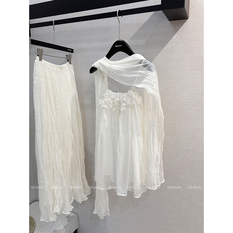 Xinshan French Romantic White Gauze Suit 2026 New Style Elegant and Gentle Style Slimming Two-Piece Set
